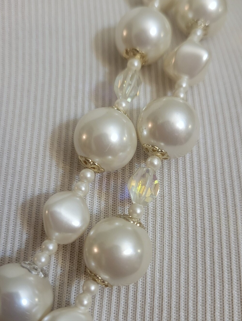 Vintage Double-Strand Faux Pearl Necklace Marked Japan - Picture 4 of 8